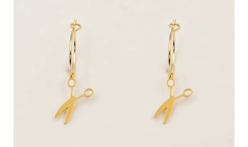 Pendientes de acero inoxidable aro y colgante tije