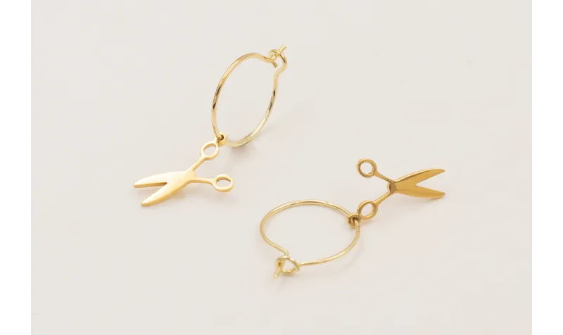 Pendientes de acero inoxidable aro y colgante tije