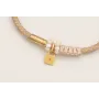 Pulsera cordón hilo dorado color beige con aritos 