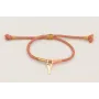 Pulsera cordón hilo dorado color rosa palo con ari