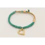 Pulsera cordón hilo dorado color turquesa con nudo