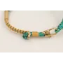 Pulsera cordón hilo dorado color turquesa con nudo