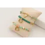 Pulsera cordón hilo dorado color turquesa con nudo