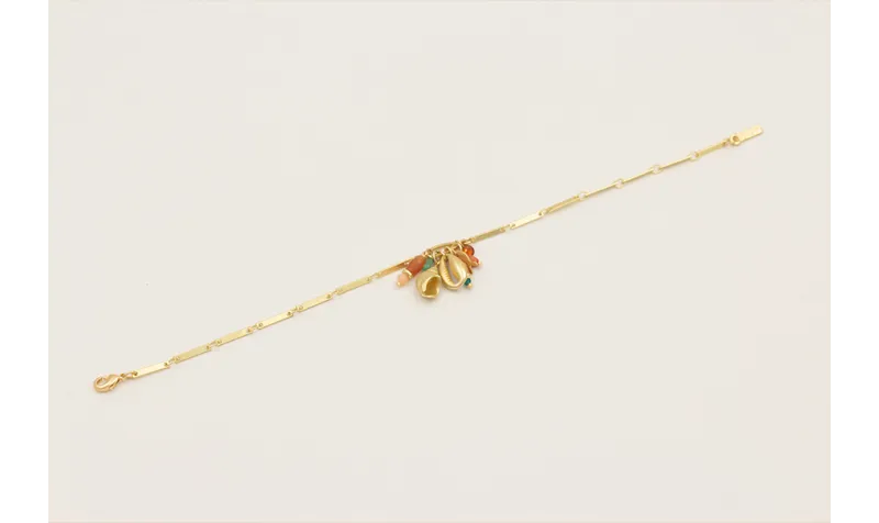 Pulsera cadena listones dorada mate con centro lle