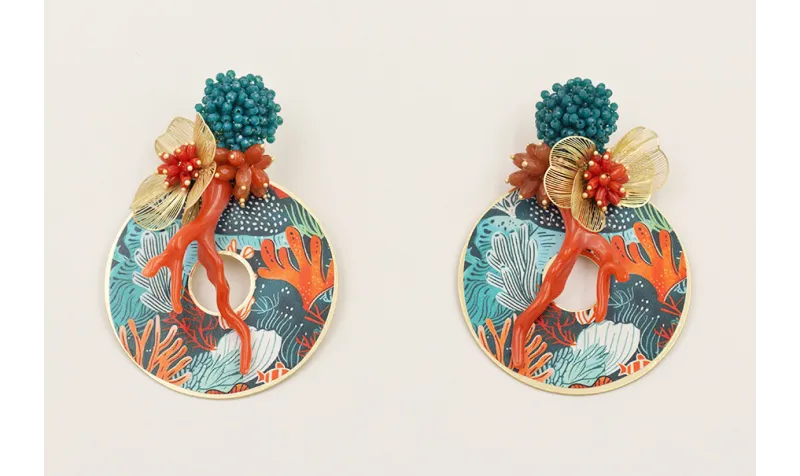 Pendientes perno disco facetadas engarzadas azul p