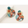 Pendientes perno disco facetadas engarzadas azul p