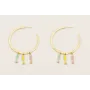 Pendientes aro labrado con peces de colores menta,