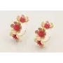 Pendientes aro 3 flores con estrellas coral esmalt