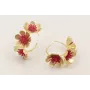 Pendientes aro 3 flores con estrellas coral esmalt