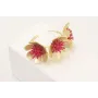 Pendientes aro 3 flores con estrellas coral esmalt