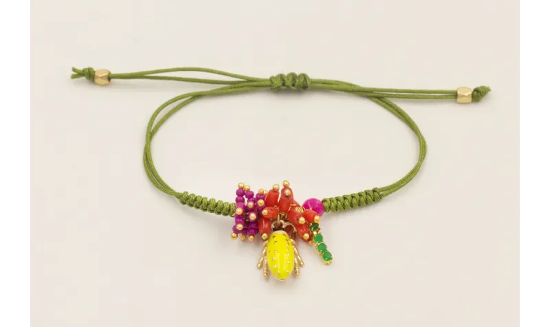 Pulsera hilo verde oliva con nudo serpiente, burru