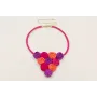 Collar seda natural rellena fucsia con flores de s