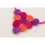Collar seda natural rellena fucsia con flores de s