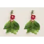 Pendientes lagarto verde, flor esmaltada frambrues