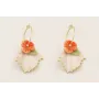 Pendientes aro pequeño flor resina coral, hoja res