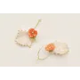 Pendientes aro pequeño flor resina coral, hoja res