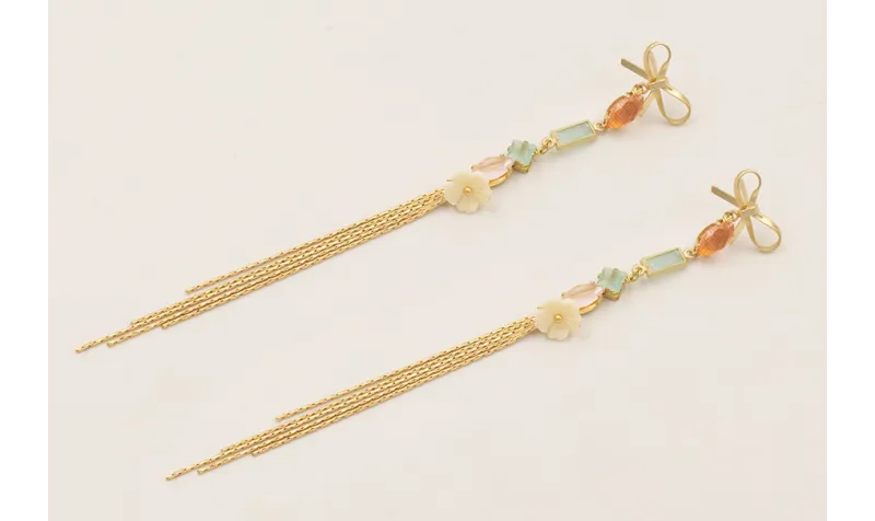 Pendientes lazada con cabujones de cristal colores