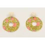 Pendientes perno disco abalorio perladao con colga