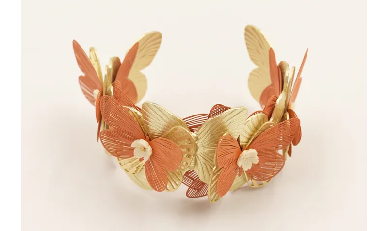 Brazalete mariposas con alas mariposa doradas mate