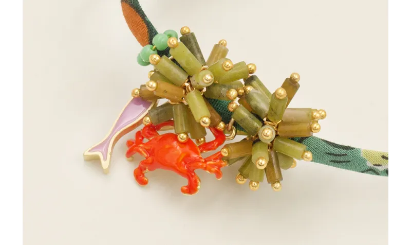 Pulsera liberti flores tonos verdes con burruño mi