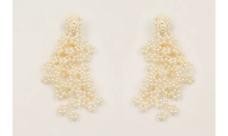 Pendientes ramas de perlas con disco abalorio enga