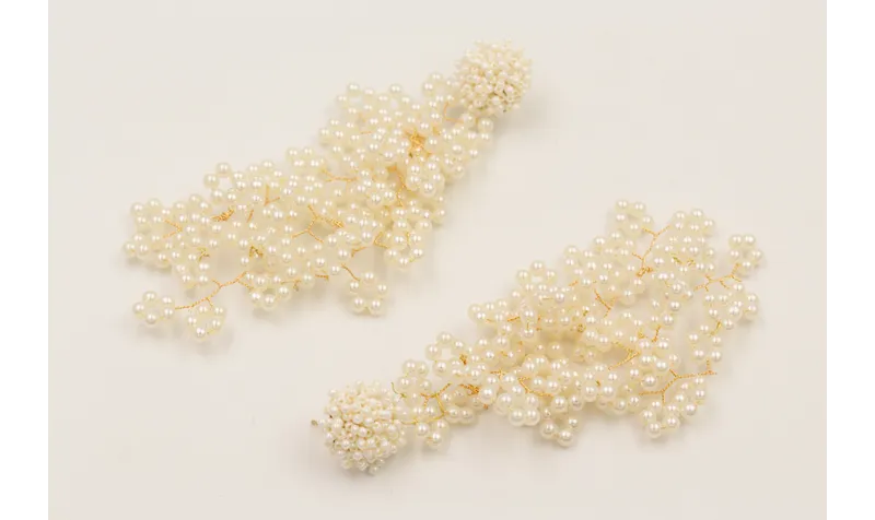 Pendientes ramas de perlas con disco abalorio enga