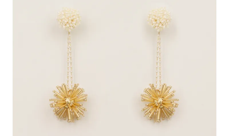 Pendientes cadena micro perla con bola estrella de