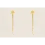 Pendientes perno flor dorada mate con fleco cadena