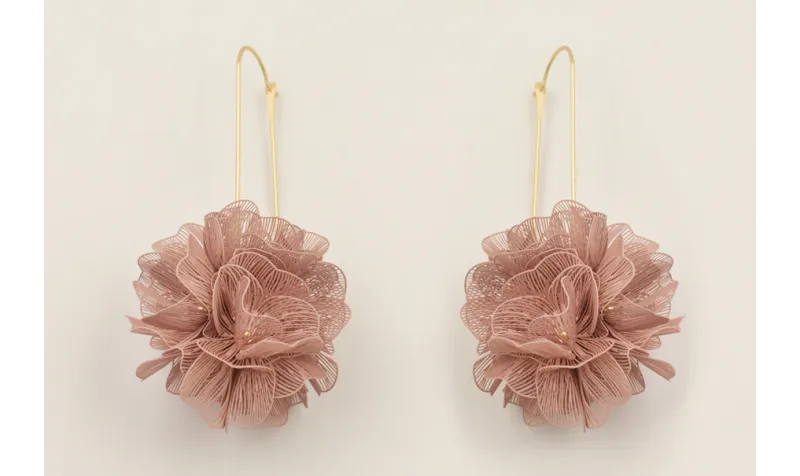 Pendientes eslabón con flores 6 pétalos moldeables