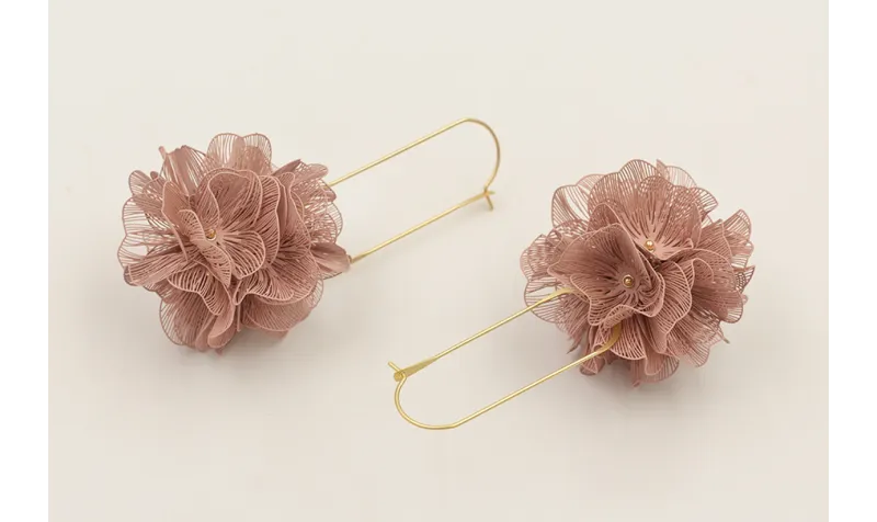 Pendientes eslabón con flores 6 pétalos moldeables