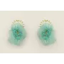 Pendientes perno aro bolitas turquesas con flores 