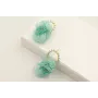 Pendientes perno aro bolitas turquesas con flores 