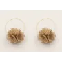 Pendientes aro grande dorado mate con flores 6 pét