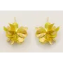 Pendientes perno pivote dorado mate con flor lente
