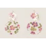 Pendientes lentejuelas discos con flores naturales