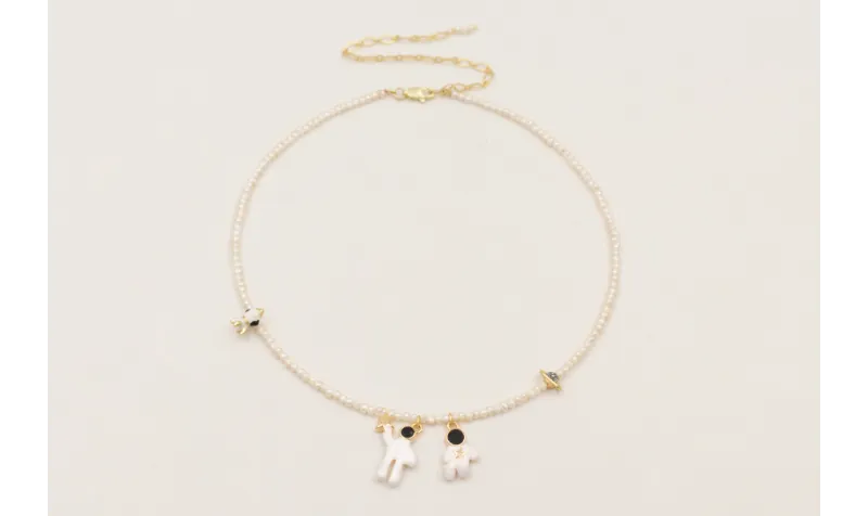 Collar perlas naturales colgantes astronautas estr