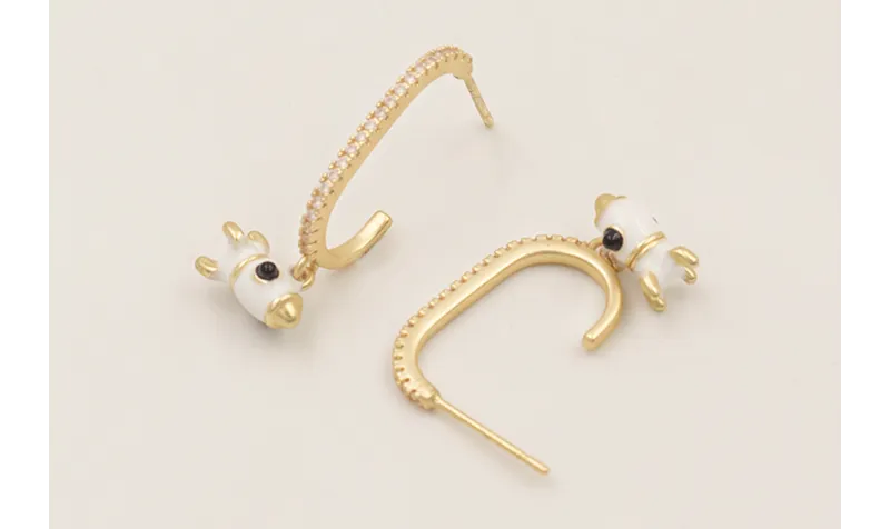 Pendientes colgante cohete esmaltado blanco y negr