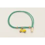 Pulsera cordón hilo dorado color turquesa doble,nu