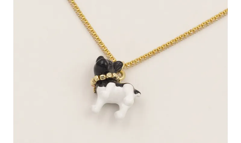 Solitario cadena strass cristal con colgante perro