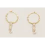 Pendientes gato esmaltado beige con microcubos dor