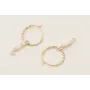 Pendientes gato esmaltado beige con microcubos dor