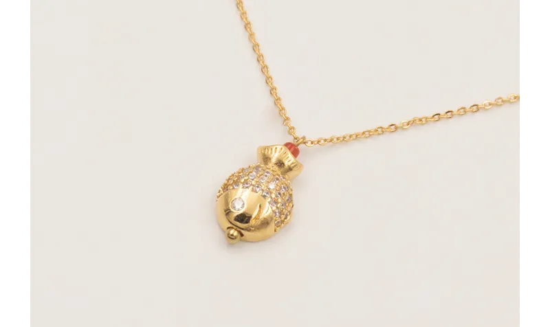 Collar ORO18K cadena eslabón pequeño con colgante 