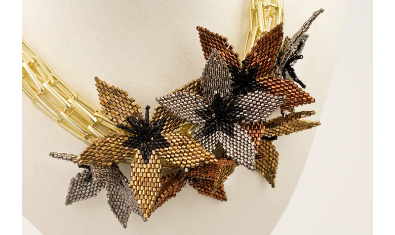 Collar completo piezas tubulares dorado mate con f