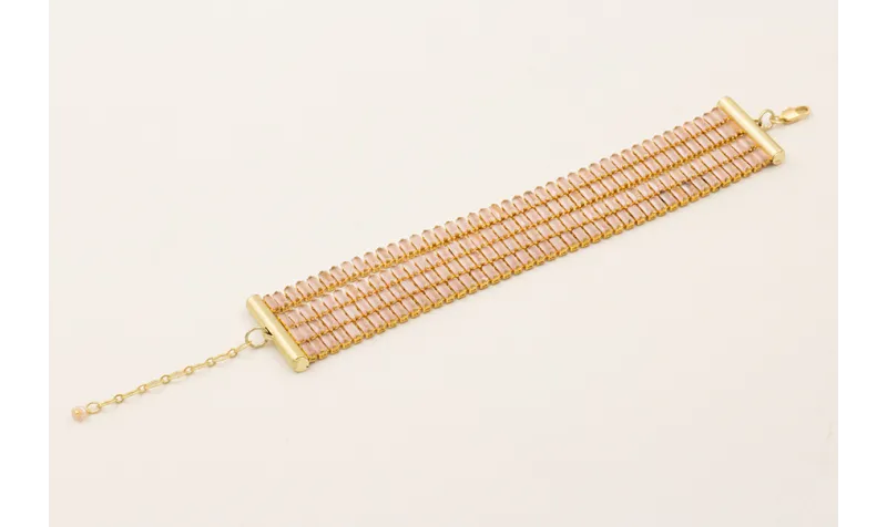 Pulsera 4 vueltas cadena de strass rectangular col