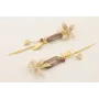 Pendientes perno flor beige eslabón jade gris con 