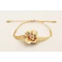 Pulsera rombo malla dorada mate con flor, burruño 