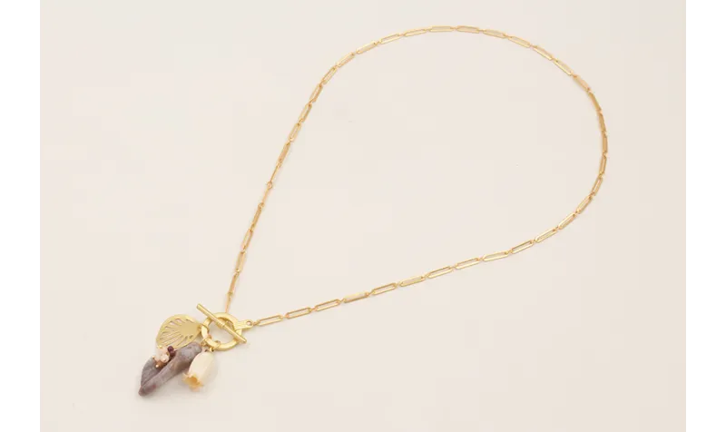 Collar cadena eslabón pequeño dorado mate con tuli