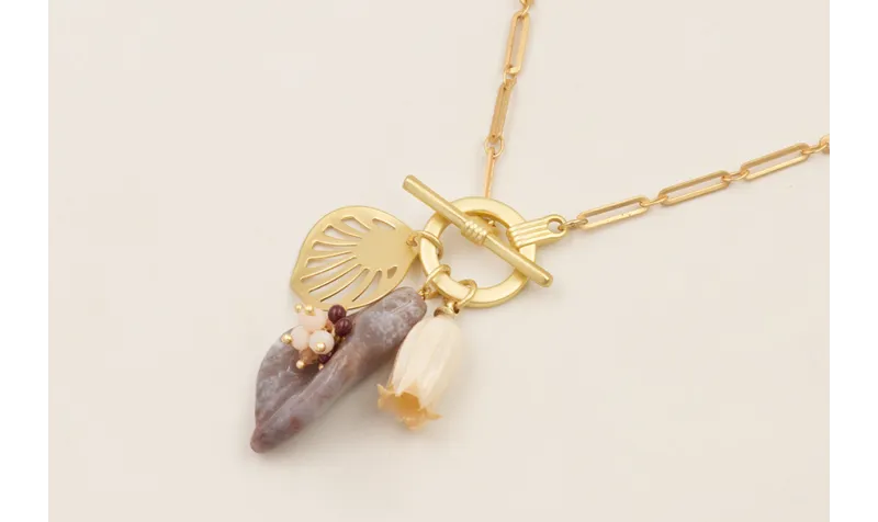 Collar cadena eslabón pequeño dorado mate con tuli