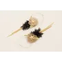 Pendientes aro con flora alambre esmalte beige, fl