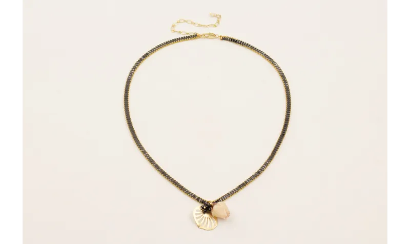 Collar cadena strass rectangular negra con colgant